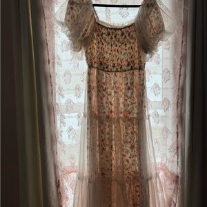 Listicle Floral Print Sheer Dress